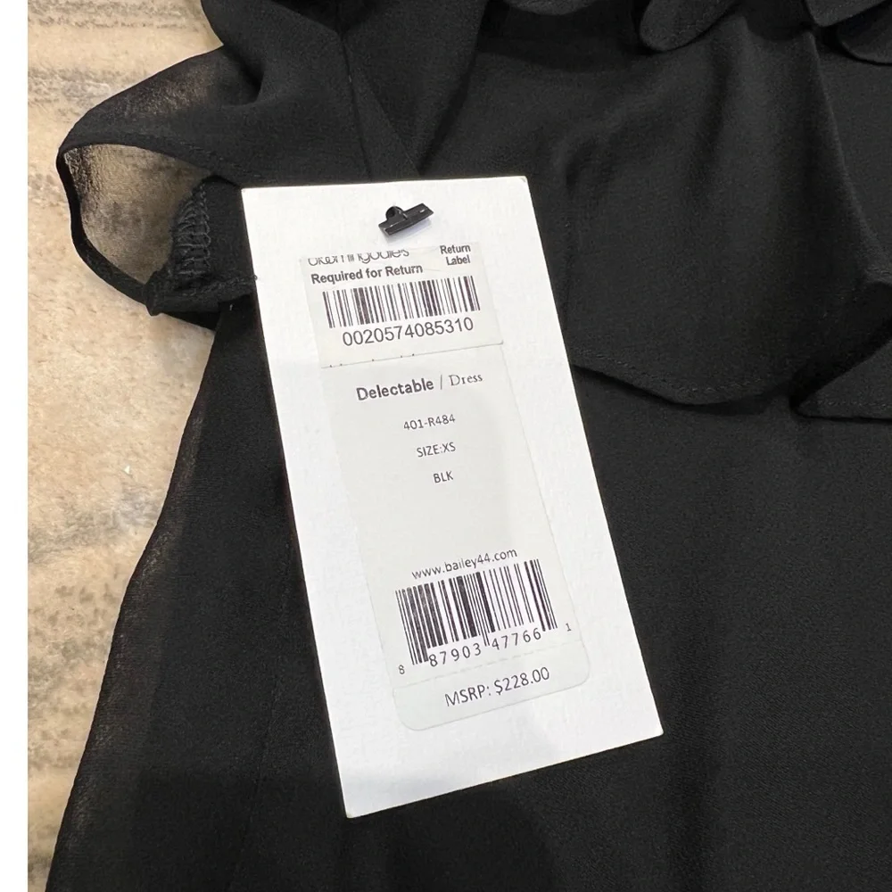 NWT BAILEY 44 Black Halter Ruffle Dress - Picture 6 of 6